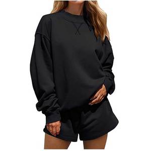 Custom Women Oversized Mock Neck Sweatshirt with Contrast Rib Collar Cuffs and Hem heavyweight fleece mockneck women sweatshirts - Product Image 2