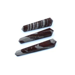 Point de crayon à double terminaison en cristal d'agate noire naturelle - Product Image 6