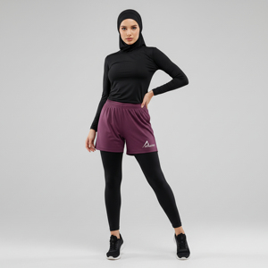 Shorts de sport 2-en-1 pour femme, taille élastique, séchage rapide, respirant, grande taille, avec leggings intégrés, pour la course et l'entraînement - Product Image 1