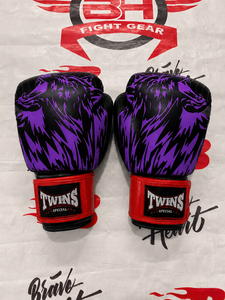 Guantes de Boxeo Twins, Diseño Dragón Negro y Rojo, Cierre de Gancho y Bucle, Equipo de Artes Marciales de Cuero para Adultos, Jóvenes y Niños - Product Image 5