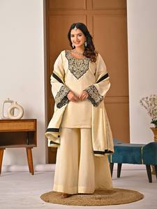 Ensemble Salwar Kameez Moderne de Mode Pakistanaise Ramdev Trading avec Dupatta Assortie pour Mariage, Diwali, Tenue de Soirée, en Soie Romaine Lourde à Séchage Rapide - Product Image 2