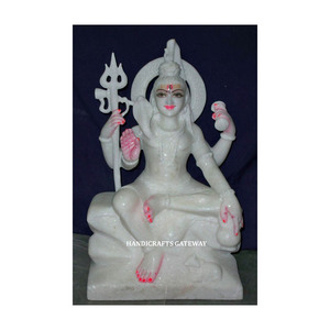 Sculpture de Shiva assis sur Nandi en marbre blanc naturel, design populaire fait à la main, la plus belle, à utiliser pour la maison et le temple - Product Image 5