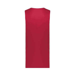 Maillot de sport sans manches rouge avec bande latérale blanche, respirant, en polyester, unisexe, pour adulte, service OEM, personnalisable, haute qualité - Product Image 4
