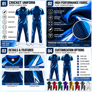 Men's Breathable Cricket Uniform Customizable Short-Sleeve Top and <b>Trouser</b> - Product Image 3