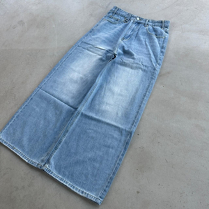 Jean en denim taille haute à jambe large pour homme, en coton délavé, coupe ample, style streetwear décontracté, écologique, tissé mi-lourd pour le printemps - Product Image 2