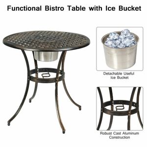 Set Bistrot da Esterno in 3 Pezzi con Secchiello per Ghiaccio Rimovibile Integrato per Feste in Giardino - Product Image 6
