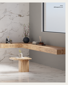 Carreaux de céramique en porcelaine émaillée effet marbre blanc 60x120 cm, finition brillante Arrezo Natural, design Statuario 600x1200 mm pour sol - Product Image 1