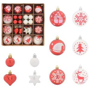 Ensemble de 40 boules de Noël rouges et blanches, boules en plastique et décorations pour arbre de Noël - Product Image 2