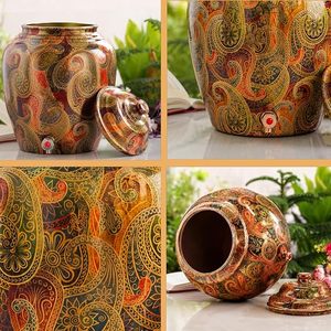 Distributeur d'eau décoratif en cuivre avec motif Paisley et robinet pour usage domestique - Product Image 5