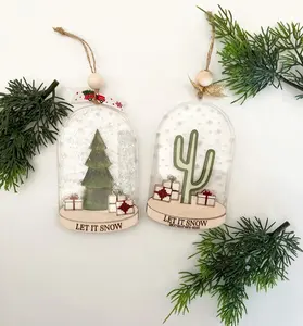 3D圣诞树结合仙人掌、云母木制品激光切割装饰