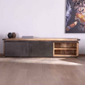 Mueble TV Vandana Silver Line de gran formato, 200 cm, 2 puertas, 2 cajones, metal y madera - Product Image 3