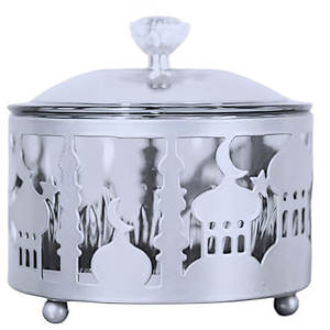 Ensemble de trois chauffe-plats métalliques décoratifs pour mariages et événements, style classique et design élégant - Product Image 6