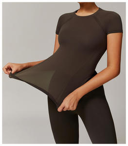 เสื้อยืดครอปออกกำลังกายแบบไร้ตะเข็บ ทรงสลิม ระบายอากาศได้ดี แขนสั้น สำหรับผู้หญิง - Product Image 6