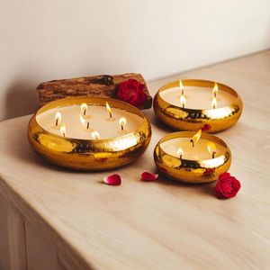 <b>Large</b> Decorative Metal <b>Candle</b> Bowl For <b>Candle</b> Setup In Wedding Events And Festive Home Decoration - Product Image 1