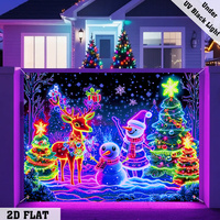 Bannière fluorescente de Noël avec motif bonhomme de neige, sapin de Noël, cerf - Brille dans le noir, personnalisable, décoration de fête directement de l'usine