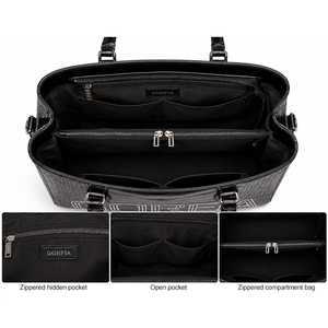 Sac fourre-tout pour femme GORFIA, nouveau design haut de gamme, en cuir PU vegan gaufré croco, avec bandoulière amovible et fermeture à glissière - Product Image 6