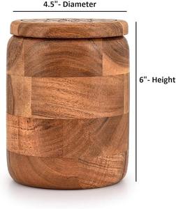 Pot en verre haut de gamme avec couvercle en bois, idéal pour épices, poivre, miel et autres aliments, pour la cuisine domestique, fabriqué en Inde. - Product Image 5