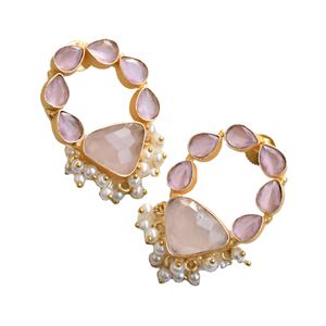 Pendientes de Latón Natural con Cristal Curativo Genuino de Primera Calidad, Chapado en Oro de Alto Pulido, Sin Níquel, Duraderos, Calidad de Exportación al por Mayor - Product Image 3