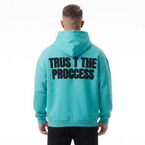 Sweat à capuche zippé en coton pour homme, impression personnalisée en relief, broderie, coupe ample, style streetwear hiver, 380 GSM - Product Image 2