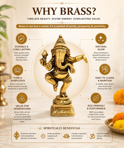 Statue de Ganesha dansant en métal finition or antique, décoration religieuse hindoue pour la maison et le temple - Product Image 3