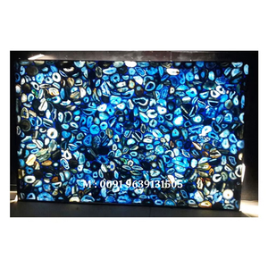 Most Beautiful Gemstone Blue Color Agate Slab For Kitchen And Home Manufacturer Of Translucent Natural Gemstone Blue Agate Slab - Product Image 1