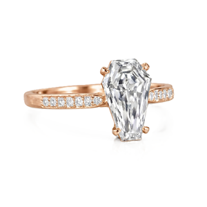Bague de fiançailles demi-éternité en or massif 10K 14K 18K avec diamant de laboratoire taille cercueil, couleur DEF, clarté VS VVS, certifié IGI, vente en gros - Product Image 2