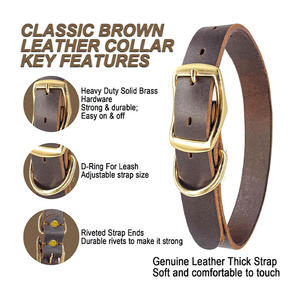 Colliers pour chiens en cuir véritable, prix de gros d'usine, collier pour chien en cuir véritable réglable, personnalisé avec logo, luxe - Product Image 3