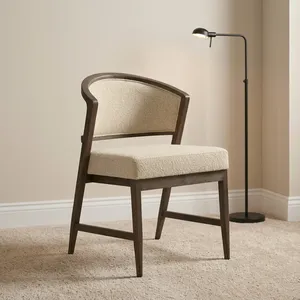 Chaise de salle à manger Anne, écologique, réglable, style mid-century modern, rembourrée, structure en bois, assise en coton, ton beige, design de mobilier pour la maison - Product Image 3