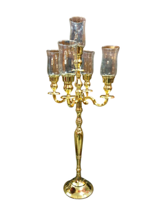 Candelabro de Latón Chapado en Oro con Diseño de Flor de Cristal, Portavelas Decorativo para Decoración de Mesa de Boda o Hogar - Product Image 1