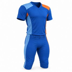 Blue and Orange 12 Panel American Football Uniform Set Without Padding and Asymmetric Shoulder Panels - Product Image 3