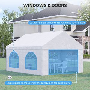 Carpa Blanca para Fiestas de 16 Pies x 13 Pies con Puertas Dobles, Cuatro Ventanas Laterales para Bodas, Estructura de Acero para Fiestas y Eventos - Product Image 5