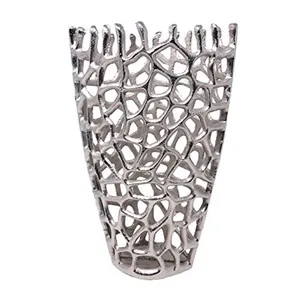 Contemporary Handmade Coastal Iron Tabletop <b>Vase</b> with Geometric Cutout Design Eco-Friendly for Home Decoration - Product Image 1