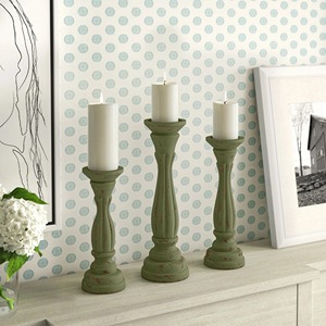 Decorative Antique Style Green Tapered <b>Candle</b> Stands Set of 3 Antique Style Home Decoration Durable Pillar Holders - Product Image 6