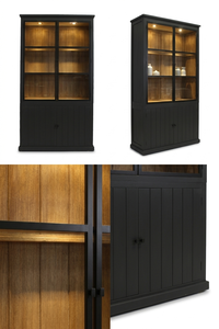 Contemporary Meldyn Cabinet High Quality Timber Eco-Friendly Durable <b>Bookcase</b> with Minimalist Black Finish for Home Office - Product Image 5