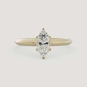 Bagues de fiançailles en diamant étincelant serties de griffes, bande large de 2 mm, taille marquise, diamant de laboratoire, style minimaliste, moderne, luxueux, or massif 14 carats - Product Image 6