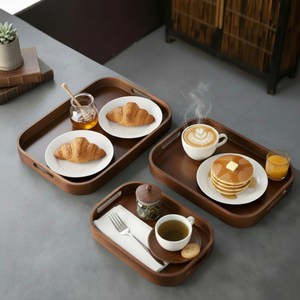Wooden Tea Serving <b>Tray</b> with Handles, Multipurpose Platter for <b>Snacks</b> and Fruit rustic serving <b>tray</b> handmade <b>tray</b> - Product Image 2