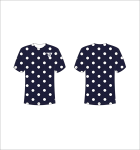 Camiseta de hombre azul marino con estampado de lunares, manga corta, cuello redondo, corte regular, 100% poliéster, tejido transpirable. - Product Image 1