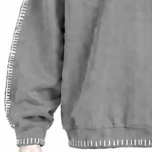 Sudadera de cuello redondo para hombre, gris, con borde cosido, efecto desgastado, corte holgado, manga larga, estilo casual urbano, top de moda para el día a día - Product Image 5