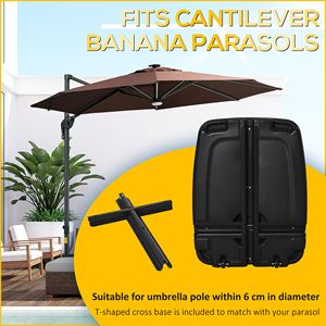 Pesi per Ombrelloni Quadrati da 2,7m e 3m con Ruote, Capacità fino a 75 kg, Riempibili con Acqua/Sabbia, Base Nera per Ombrellone da 3m (10ft) - Product Image 4