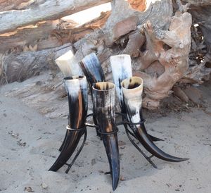 Viking Drinking Horn Iron Stand American Style Large Capacity Eco-Friendly <b>Disposable</b> for Home Restaurant Office Party Use - Product Image 3