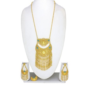Conjuntos De Joyería Árabe de latón de moda chapada en oro con pendientes, Colección perfecta para Ramadán, joyería nupcial india de Dubái - Product Image 4