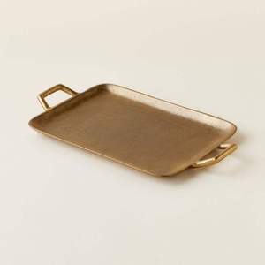 Glossy Finishing Metal <b>Chocolate</b> Tray for Homes, Hammered Decorative Rectangle Metal Serving Platter for Wedding Gifts - Product Image 6