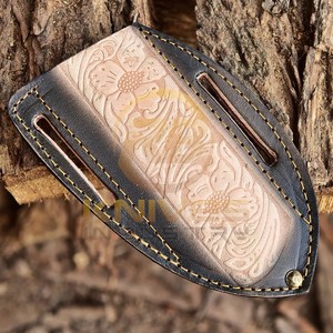 ซองใส่มีดหนังแท้ทำมือ ลายดอกไม้  แบบสั่งทำพิเศษ สำหรับพกพา EDC  ซองใส่มีดพกพาสำหรับตั้งแคมป์กลางแจ้ง  OEM - Product Image 5