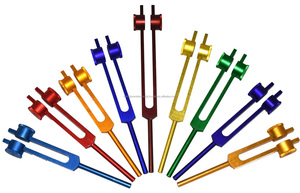 Colored Chakra Tuning Fork Set with Activator Balls Manual for Sound Therapy and Energy Balancing Surgical Room Use - Product Image 3