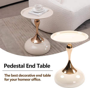 Top vente blanc moderne 2 niveaux piédestal métal table de chevet petits espaces Accent Table d'appoint pour chambres Table basse extérieure - Product Image 3