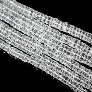 Cuentas facetadas de cuarzo cristalino natural de 6 a 7 mm, cuentas de cuarzo transparente en forma de neumático para la fabricación de joyería, cuentas de cristal. - Product Image 5