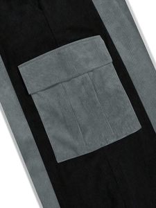 Men's Corduroy <b>Pants</b> Elastic Waist Side Pockets Casual Wear <b>Black</b> Gray Striped Design - Product Image 6
