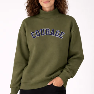 Sweat-shirt en molleton surdimensionné pour femme, col montant, imprimé et brodé sur le devant, personnalisé pour l'hiver - Product Image 1