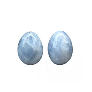 Huevo Yoni de Calcita Azul Natural, Piedra Semipreciosa de Jade para Protección Energética, Ejercicio Vaginal, Tallado con Diseño Feng Shui - Product Image 1