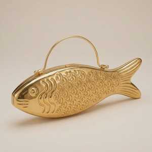 Indian Handmade Brass Fish Shape Clutch Luxury Designer Metal Statement Evening Bag - Product Image 2